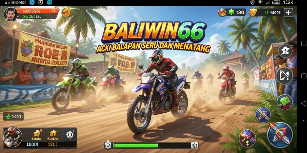 Tampilan aksi balapan seru dalam BALIWIN66 dengan kendaraan yang memukau.