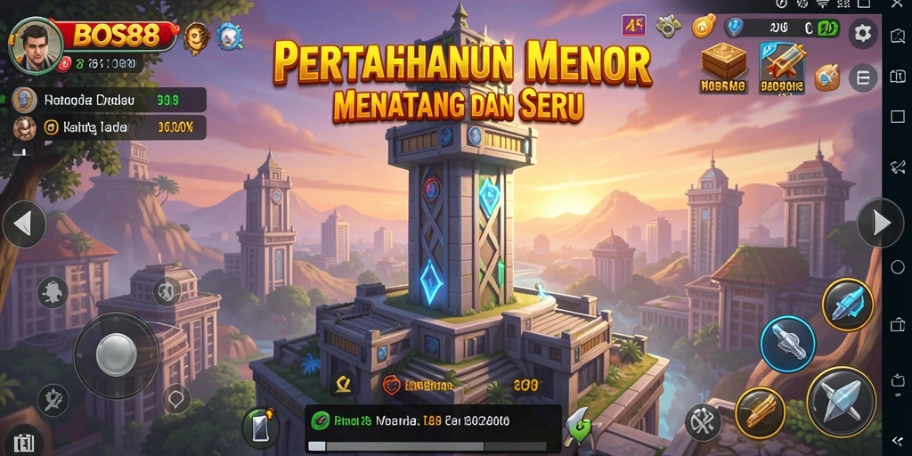 Screenshot menampilkan aksi seru di game Tower Defense BOS88.