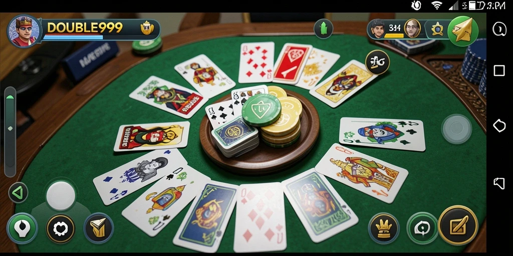 Tampilan gameplay Gaple dalam aplikasi DOUBLE999 yang menarik.