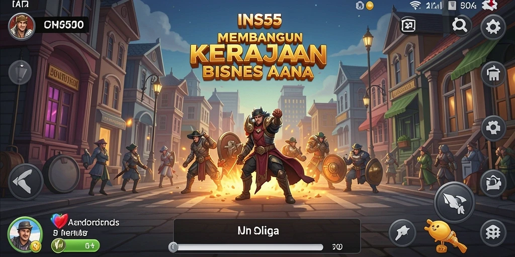Screenshot gameplay INS55 yang menunjukkan manajemen bisnis yang mendebarkan.