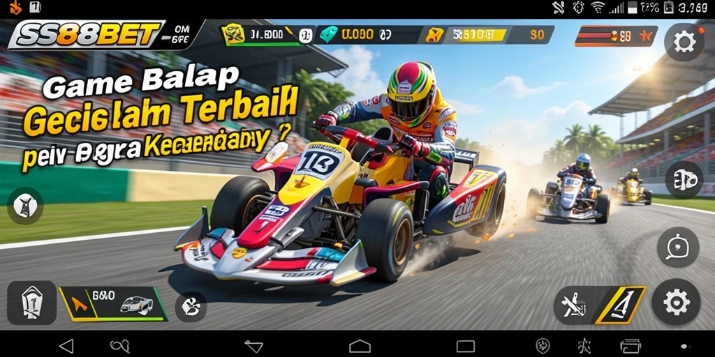 Screenshot gameplay SS88BET menampilkan balapan mendebarkan di trek yang penuh tantangan.
